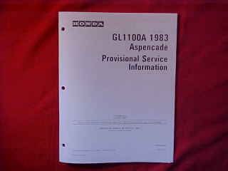 Honda GoldWing GL1100A Aspencade Provisional Service Info Manual