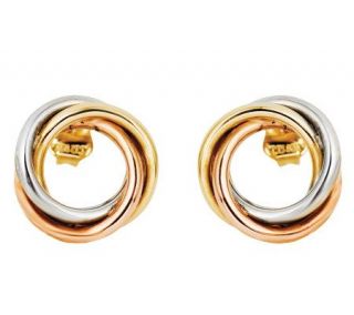 14K Gold Tri color Love Knot Post Earrings —