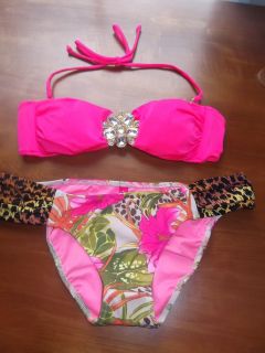 NEW ~ Victorias Secret Jeweled Bandeau Bikini Swimsuit ~ Size Small