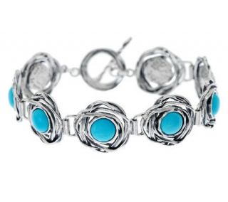 Or Paz Sculpted Sterling 6 3/4 Turquoise StationBracelet —