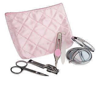 Piece Faux Crystal Embellished Beauty Tool Kit w/Cosmetic Case