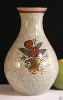 Vintage Crackle Vase Kjobenhavns Porcellains Maleri 6 5