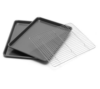  Jelly Roll Pan Set of 2 with Bonus Cooling Rack 12x17 Bakeware