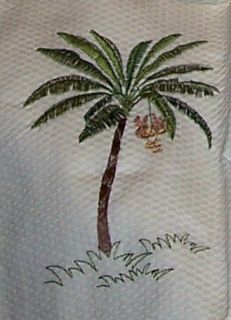 Croscill Port of Call Fabric Shower Curtain Tropical Palm Tree Natural