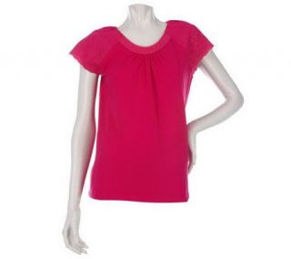 As Is Elisabeth Hasselbeck Knit Top w/ Eyelet —