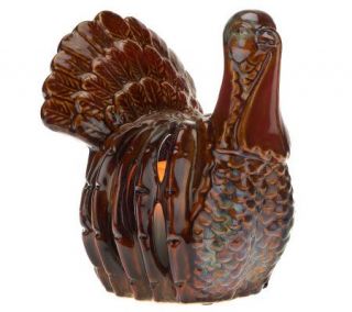 HomeReflections Porcelain Turkey Luminary with Flameless —