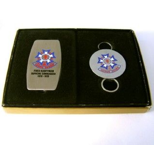1978 Zippo Military Order of The Cootie Moneyclip Knife Keyfob Set MIB