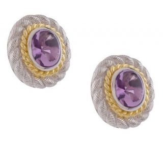Judith Ripka Sterling & 14K Clad Gemstone Button Earrings —