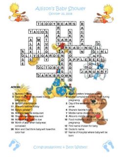 Suzys Zoo Custom Crossword Baby Shower Puzzles