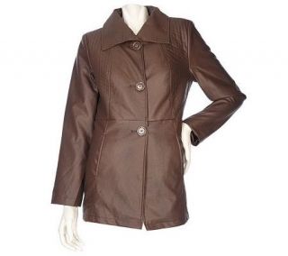 Susan Graver Faux Leather 3 Button Jacket with Removable Lining