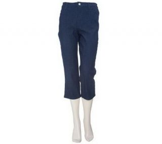 Denim & Co. Modern Waist Stretch Colored Denim Crop Pants —