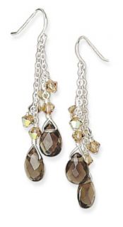Faceted Smoky Quartz and Crystal Drop Earrings