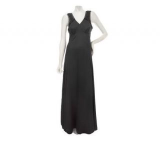 Nicole Richie Collection V neck Maxi Dress with Lace Trim —