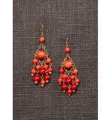 rachel reinhardt coral chandelier earrings goldtone with coral stones
