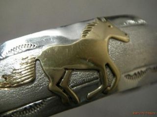 Corbet Joe Navajo Sterling Silver Gold Filled Horse Cuff Bracelet