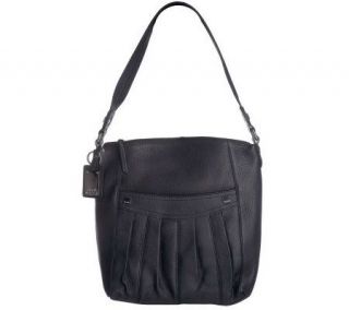Tignanello Pleated Pebble Leather Zip Top Hobo Bag —
