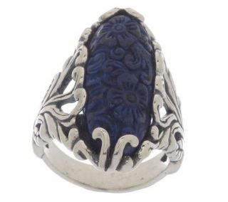 Carolyn Pollack Sterling Carved Lapis Ring —
