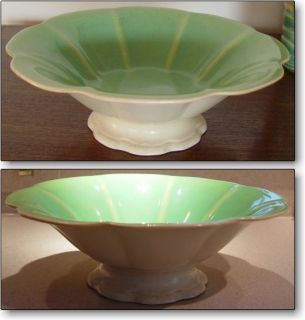 Cowan Footed Centerpiece Bowl Green Ivory CA 1926 Fully Marked