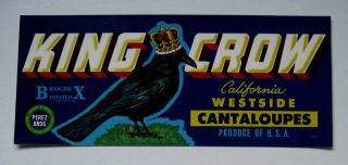  King Crow Melon Crate Label Crows Landing CA