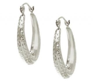 Graduated Diamond Cut Hoop Earrings 14K Gold —