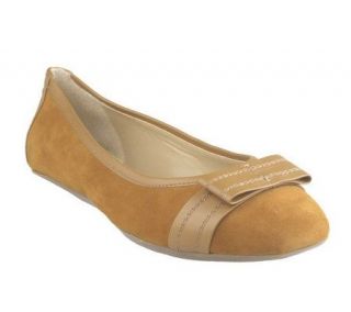 Isaac Mizrahi Live Suede Ballerina Flats with Bow Detail   A217596