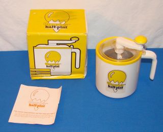 Mini Donvier Half Pint Ice Cream Maker Yellow Rim with Box Manual