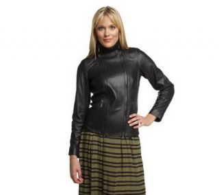 Luxe Rachel Zoe Lamb Leather Jacket with Knit Trim   A209417