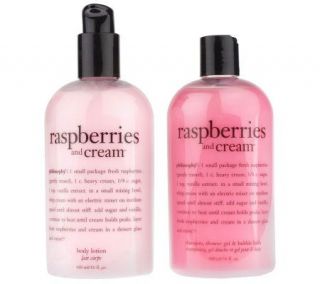philosophy raspberries and cream showergel & body lotion 16 oz. duo 
