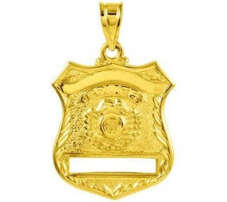 Polished Solid Police Badge Pendant, 14K Gold   J309428