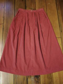 Vtg 80s Eddie Bauer Red Corduroy A Line Skirt 26 Waist