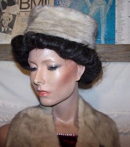 Vintage Marche Coyle Richardson Hat Box w Matching Mink Fur Hat Collar