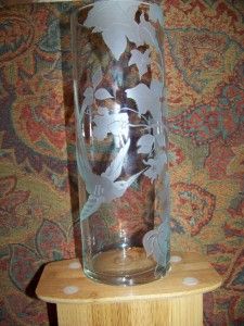 perry coyle hummingbird glass flower vase signed