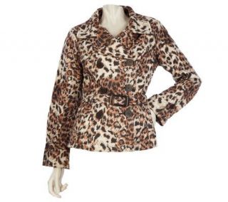 by Marc Bouwer Animal Print Double Breasted Jacket   A218287