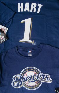 MLB #1 Corey Hart Milwaukee Brewer Shirt jersey NEW L & 2011 pocket