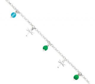 Sterling 10 Bead and Cross Anklet —