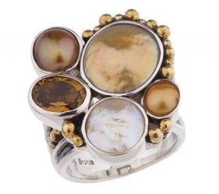 Echo of the Dreamer Champagne Cluster Ring Sterling/Bronze —