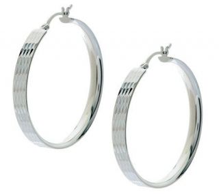 UltraFine Silver 1 1/2 Diamond Cut Round Hoop Earrings —