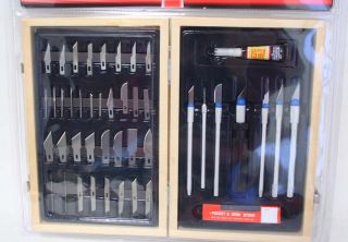 New 48 Piece Hobby Knife Craft Kit Tool Set w Wood Box