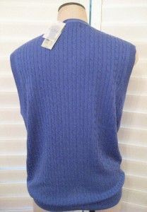 CREMIEUX MEN Medium $95 NWT Sweater Vest Silk Cashmere Cotton Blue NEW