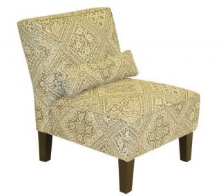Armless Bandana Taupe Upholstered Slipper Chair —