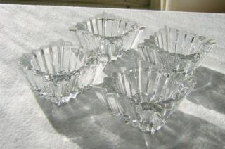  Heisey Glass Ridgeleigh Pattern Open Salts, Crystal Square Ribbed Set