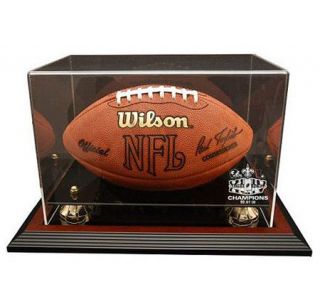 NFL Saints SB XLIV Champs Mahogany Football Display Case   C211095