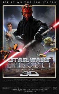 Star Wars Episode 1 Phantom Menace Movie Poster 1 Sided Original 3D