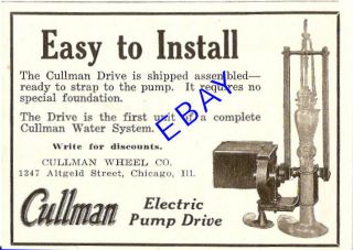 1930 Cullman Electric Water Pump Drive Ad Chicago IL