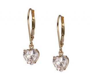 Diamonique 2.00 ct tw Heart Lever Back Earrings, 14K Gold   J105233