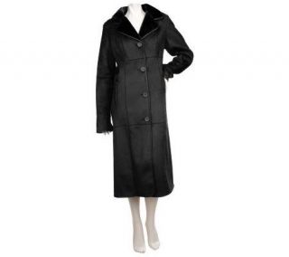 Dennis Basso Faux Shearling Full Length Coat with Piping Detail