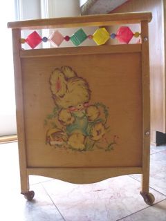 Vintage 1950s Whitney Bros. Wooden Childs Baby Doll Crib Bed