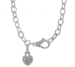 Judith Ripka Sterling 18 Country Link Necklace with Heart Charm 