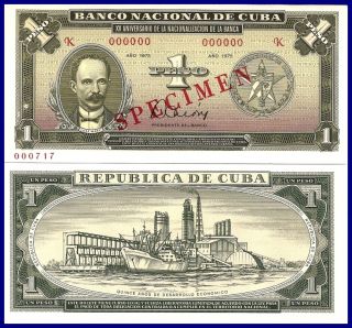 Cuba 1 Pesos 1975 Scarce Authentic Specimen