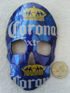 Corona Extra Beer Recycled Skull Mask Rear View Mirror Ornament